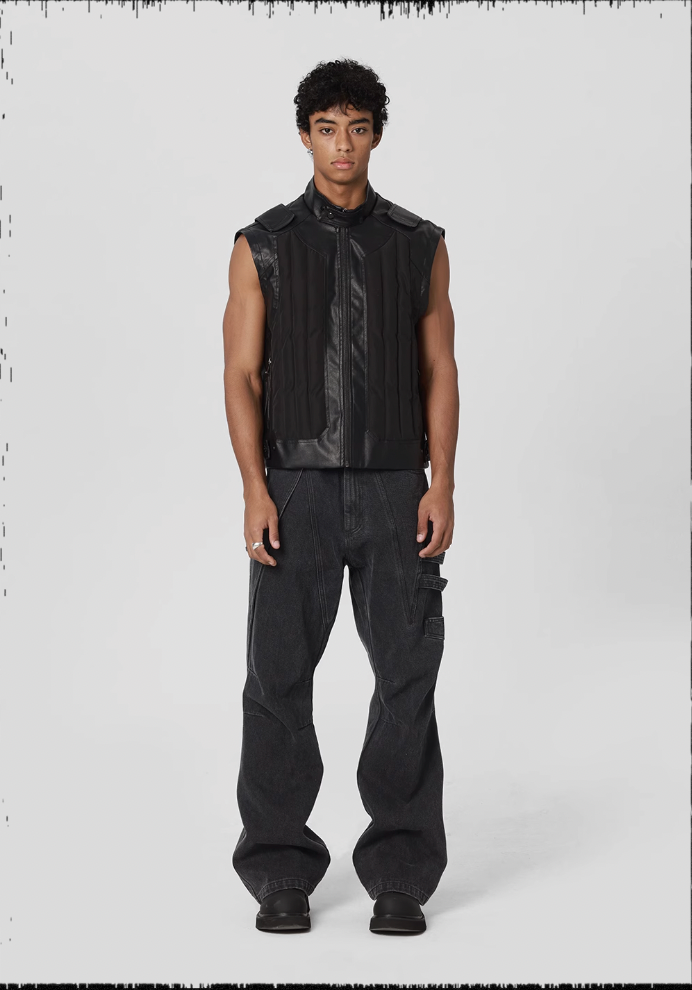 JHYQ Side Strap Work Wash Denim Jeans