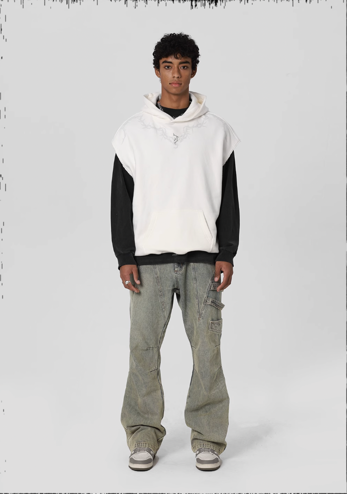 JHYQ Side Strap Work Wash Denim Jeans