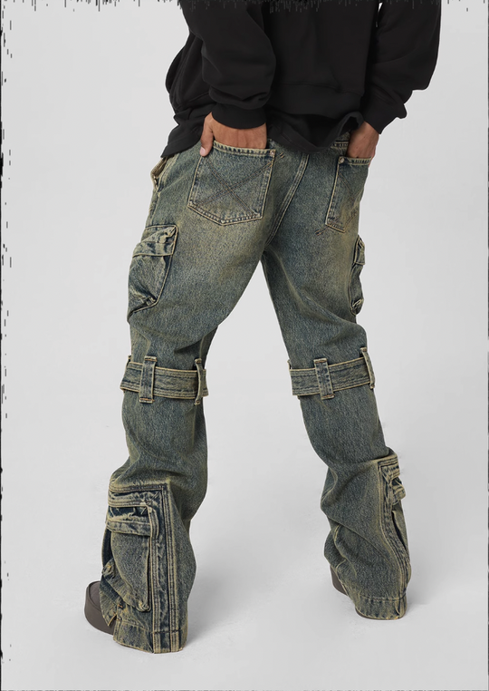 JHYQ Studs Strapped Work Denim Jeans