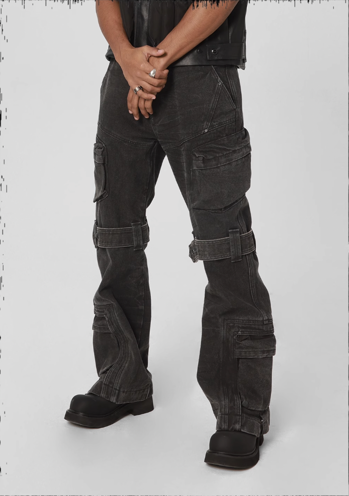 JHYQ Studs Strapped Work Denim Jeans