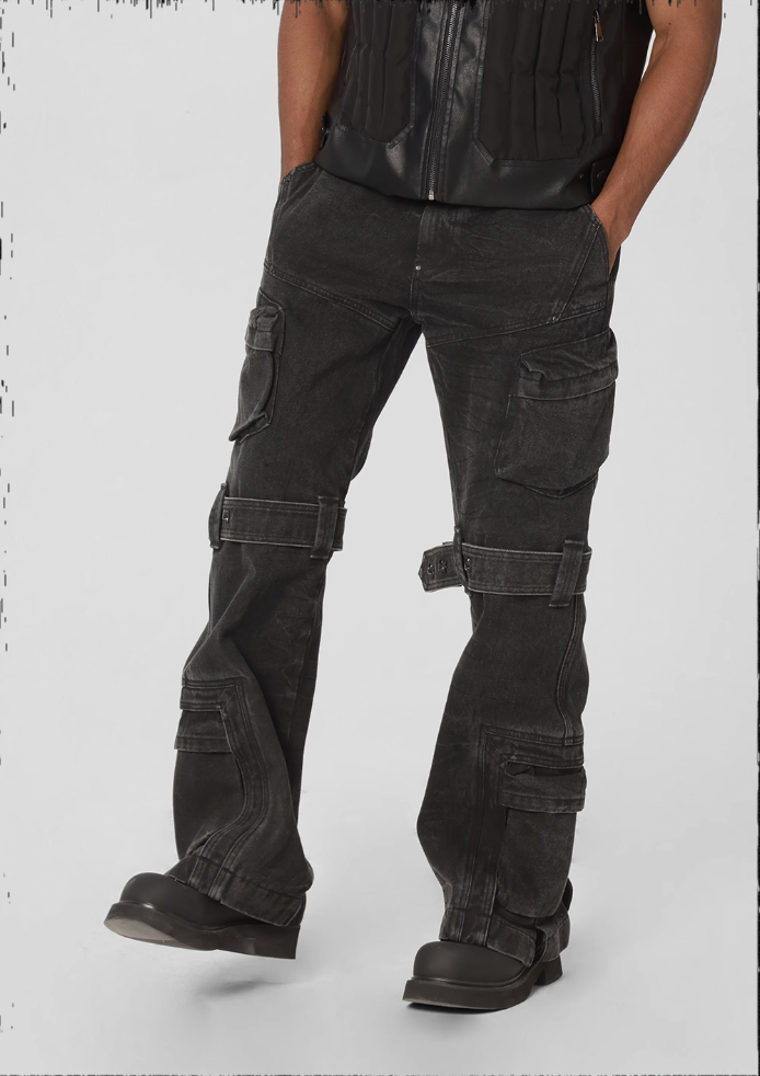 JHYQ Studs Strapped Work Denim Jeans