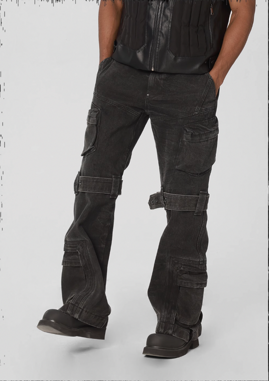 JHYQ Studs Strapped Work Denim Jeans