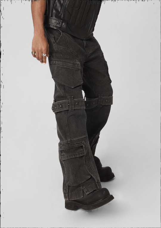 JHYQ Studs Strapped Work Denim Jeans