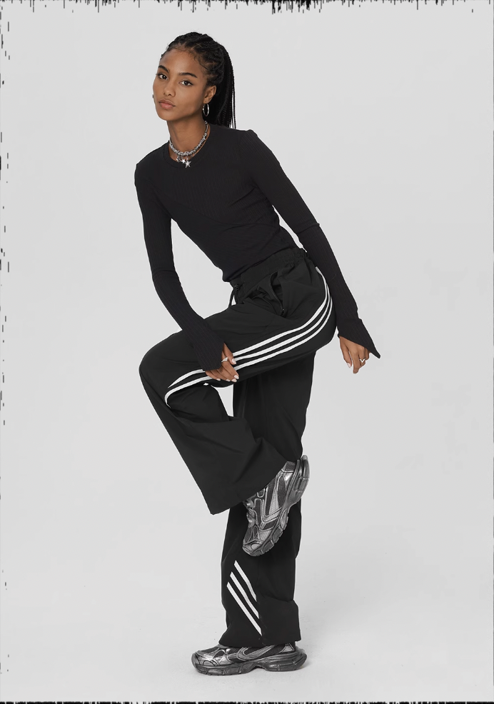 JHYQ Striped Paratrooper Drawstring Sports Pants