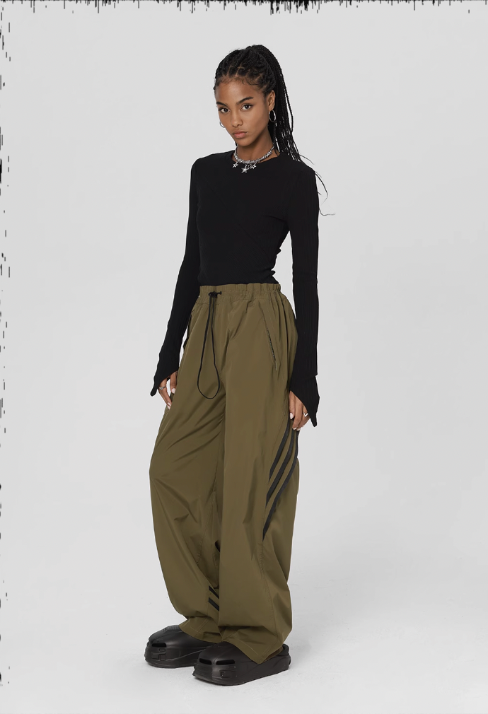 JHYQ Striped Paratrooper Drawstring Sports Pants