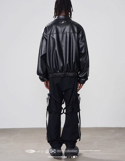 Harsh and Cruel Metal Buckle Zip-Up Leather Jacket