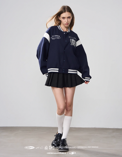 Harsh and Cruel Woolen Embroidered College Logo Varsity Jacket