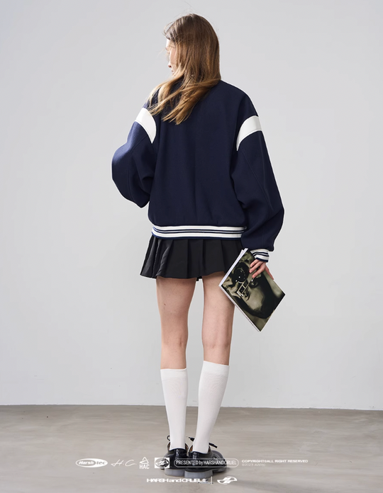 Harsh and Cruel Woolen Embroidered College Logo Varsity Jacket