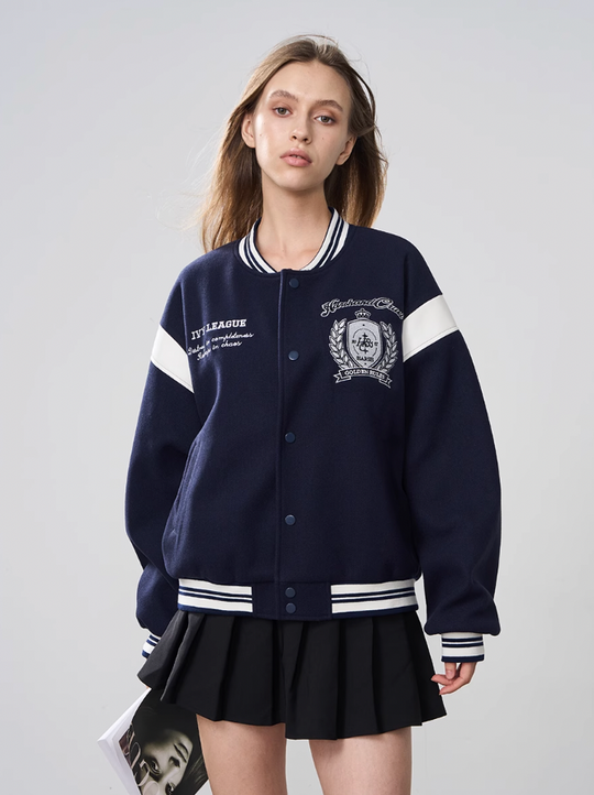 Harsh and Cruel Woolen Embroidered College Logo Varsity Jacket