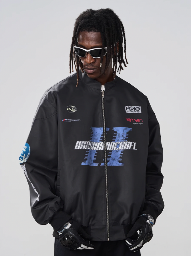 Harsh and Cruel Stand Up Collar Logo Racing Coach Jacket