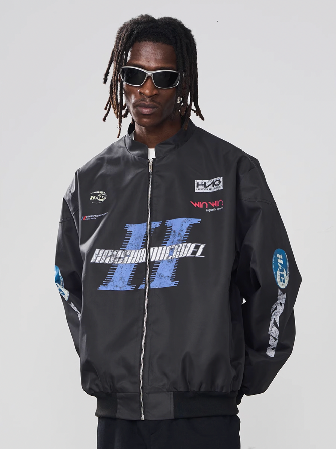 Harsh and Cruel Stand Up Collar Logo Racing Coach Jacket
