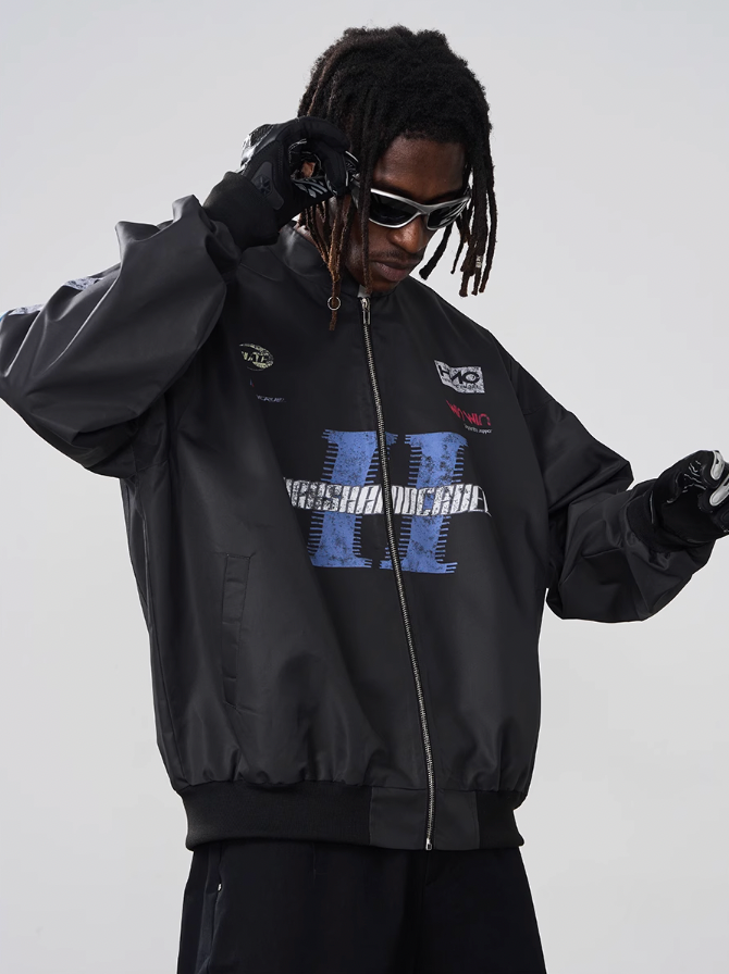 Harsh and Cruel Stand Up Collar Logo Racing Coach Jacket