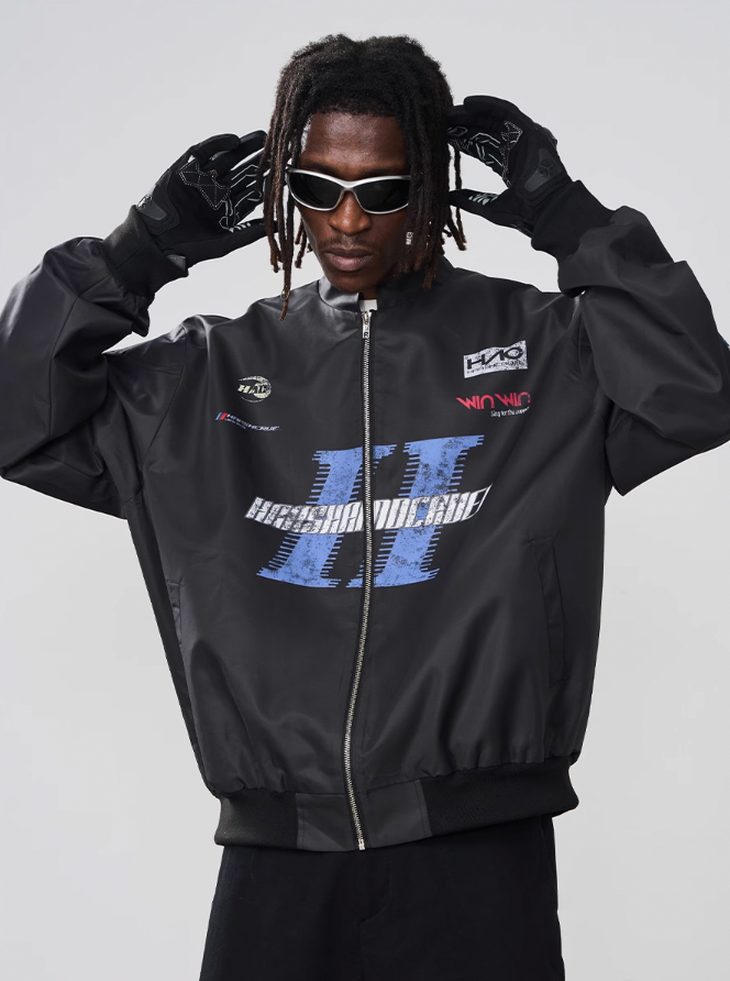 Harsh and Cruel Stand Up Collar Logo Racing Coach Jacket