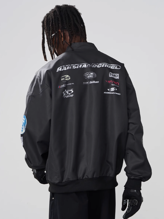 Harsh and Cruel Stand Up Collar Logo Racing Coach Jacket