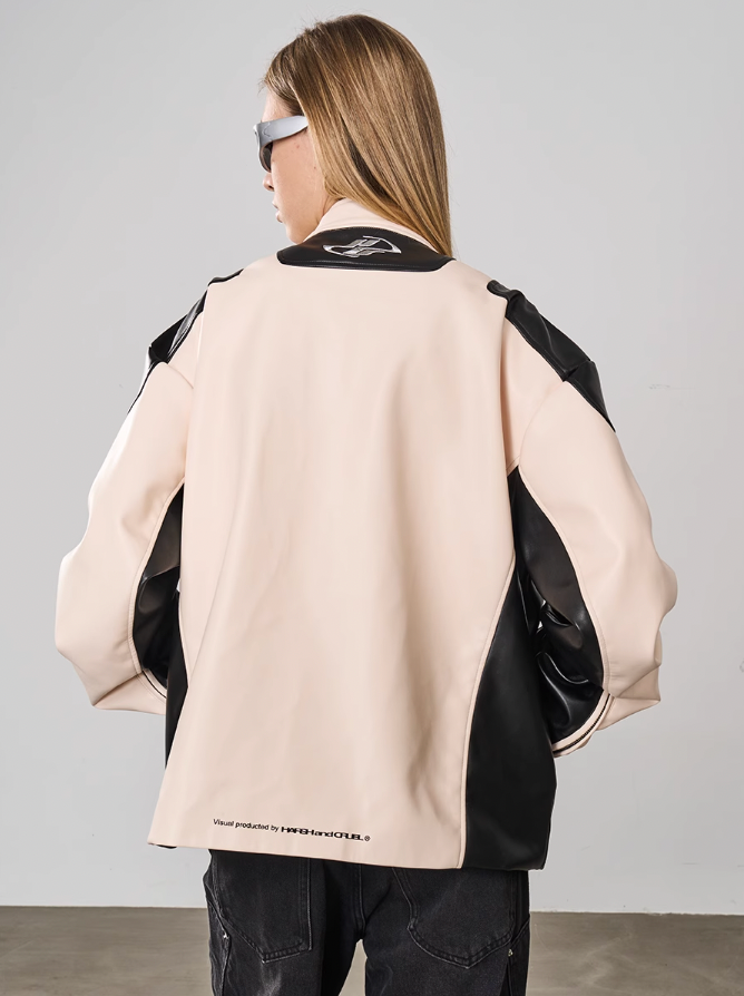 Harsh and Cruel Colorblock Leather Racing Jacket