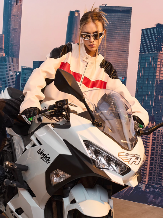 Harsh and Cruel Colorblock Leather Racing Jacket