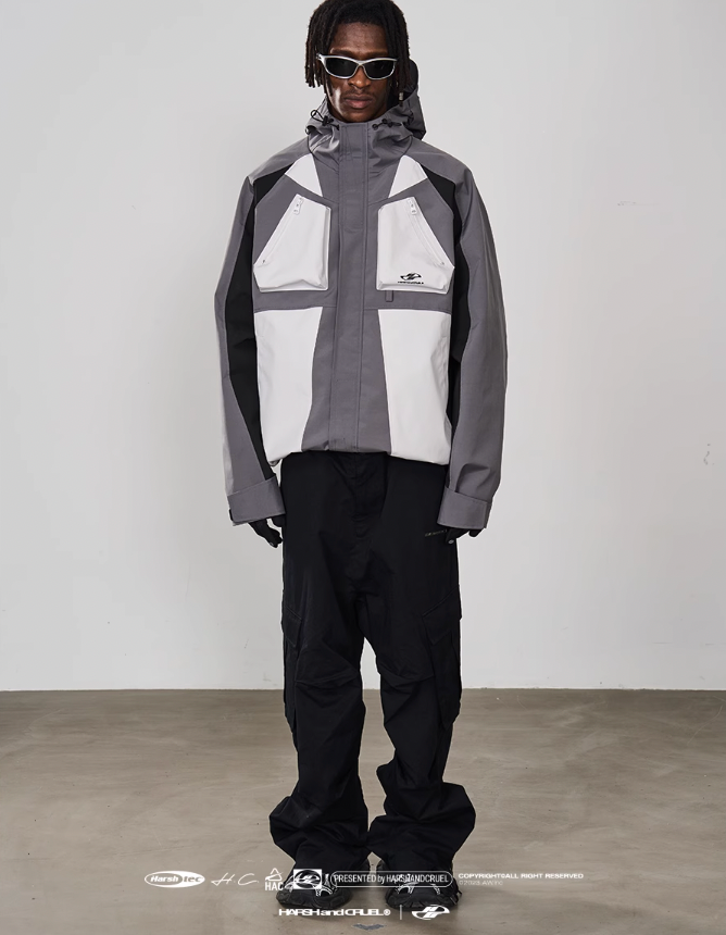 Harsh and Cruel 3D Pockets Deconstructed Patchwork Jacket