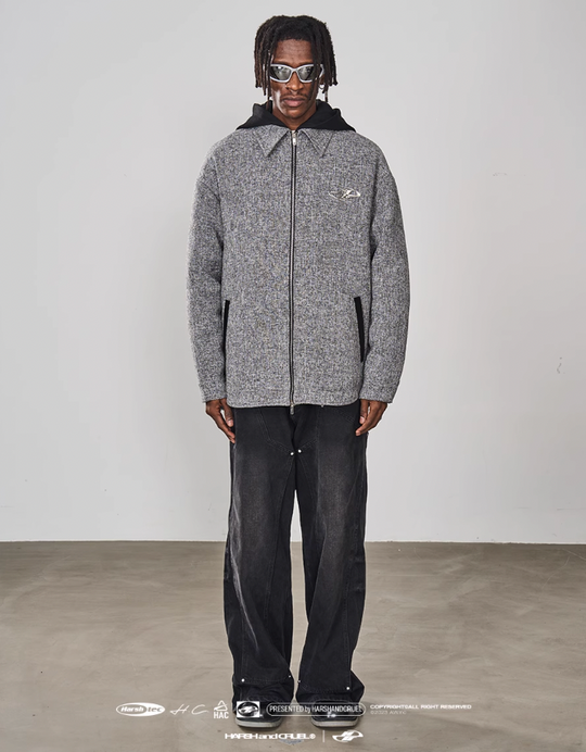 Harsh and Cruel Metal Logo Padded Hooded Jacket