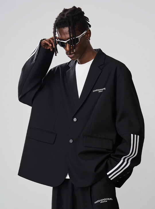 Harsh and Cruel Patchwork Striped Suit Jacket