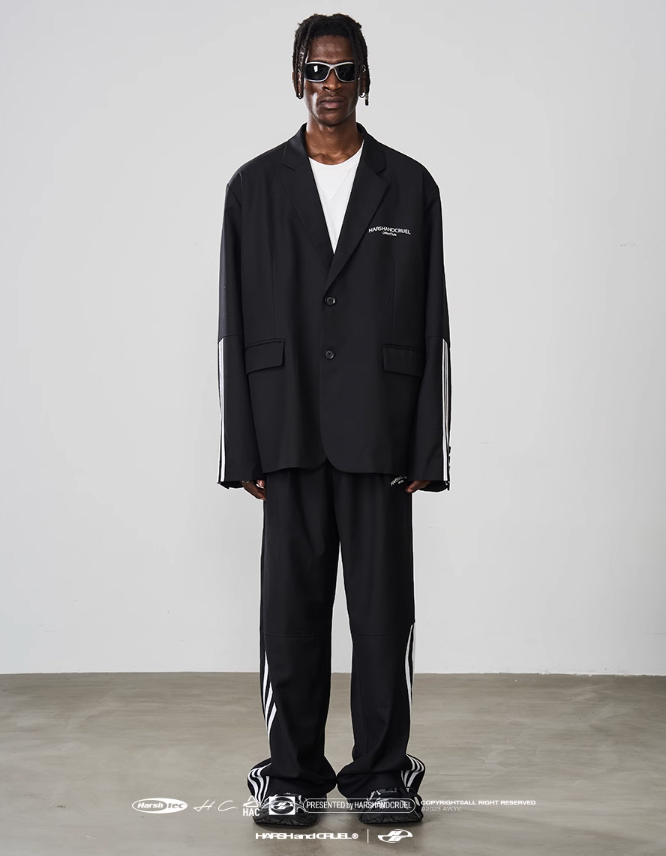 Harsh and Cruel Patchwork Striped Suit Jacket