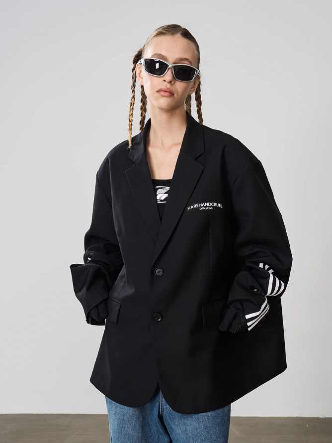 Harsh and Cruel Patchwork Striped Suit Jacket