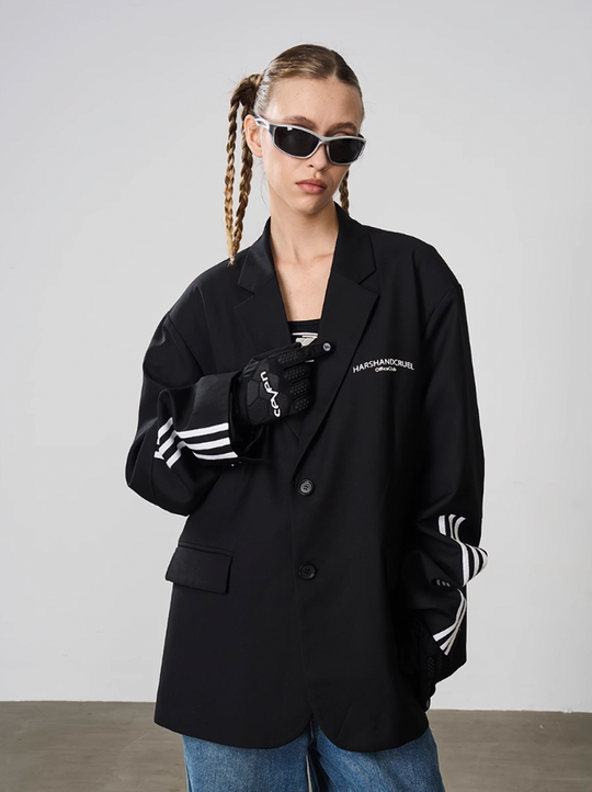 Harsh and Cruel Patchwork Striped Suit Jacket