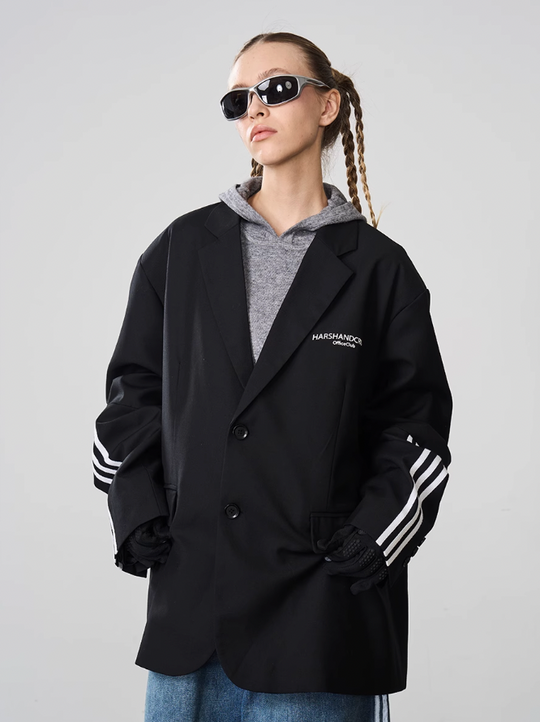 Harsh and Cruel Patchwork Striped Suit Jacket