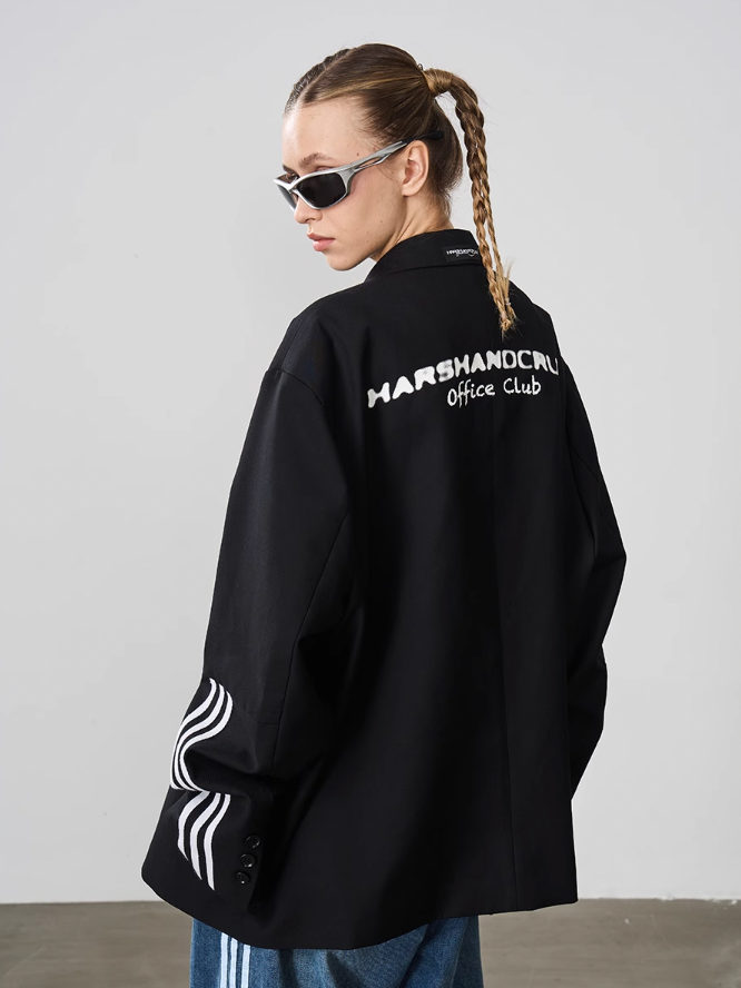 Harsh and Cruel Patchwork Striped Suit Jacket