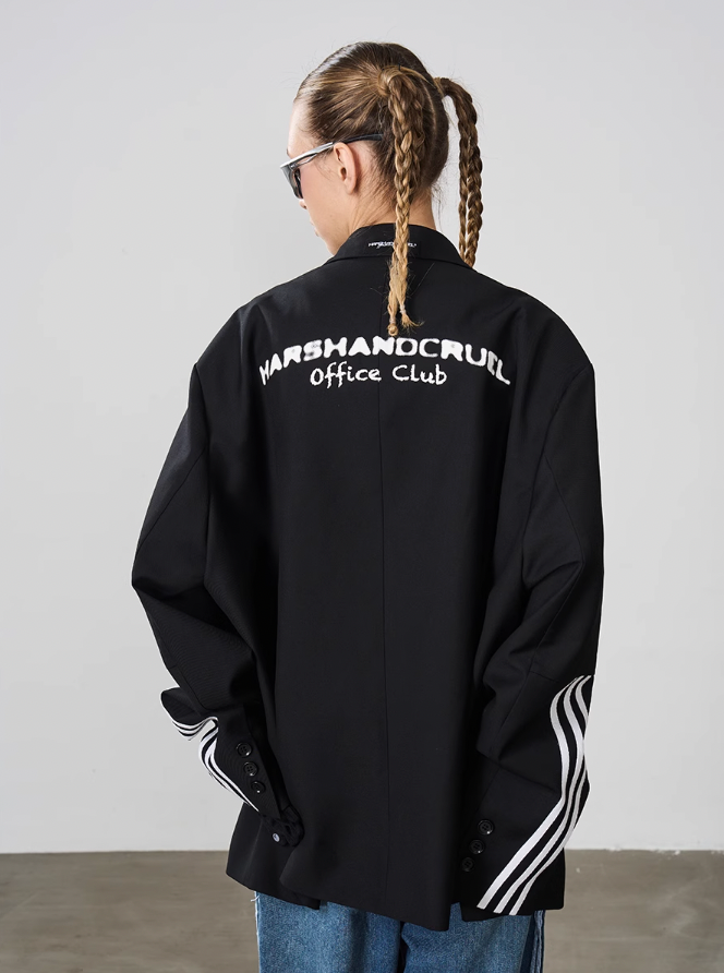 Harsh and Cruel Patchwork Striped Suit Jacket