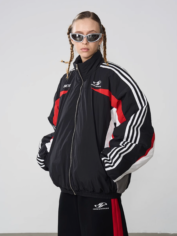 Harsh and Cruel Racing Striped Logo Jacket