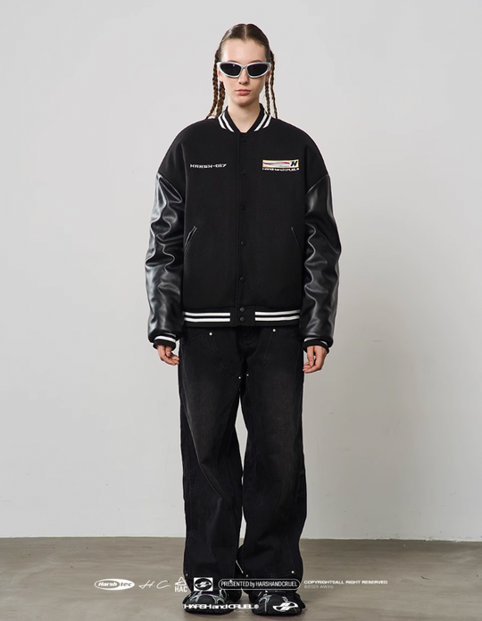 Harsh and Cruel Voice Down Embroidered Varsity Jacket