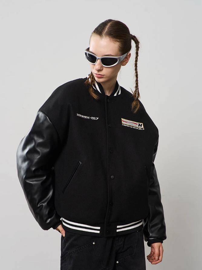 Harsh and Cruel Voice Down Embroidered Varsity Jacket