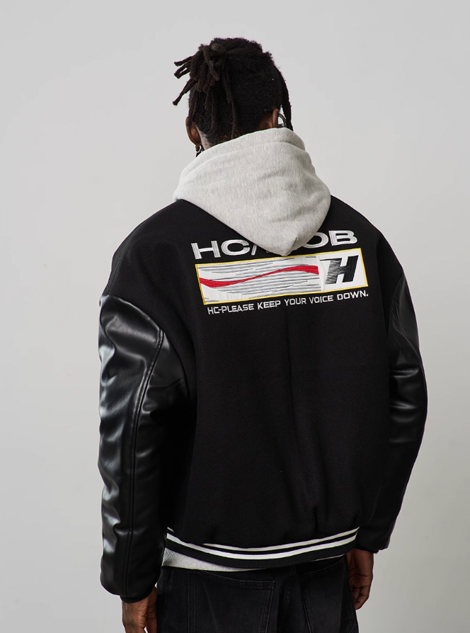 Harsh and Cruel Voice Down Embroidered Varsity Jacket