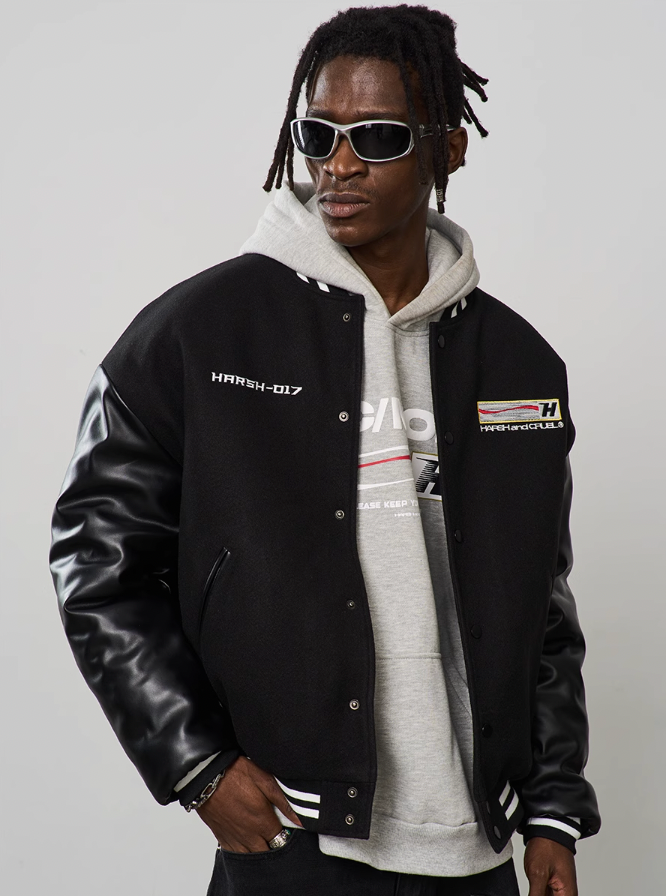 Harsh and Cruel Voice Down Embroidered Varsity Jacket