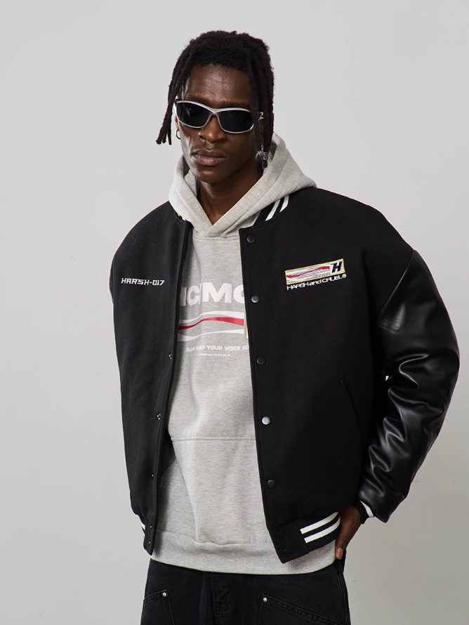 Harsh and Cruel Voice Down Embroidered Varsity Jacket