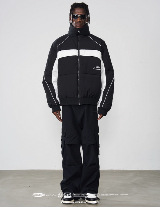 Harsh and Cruel Color Stitching Stand Up Collar Down Jacket