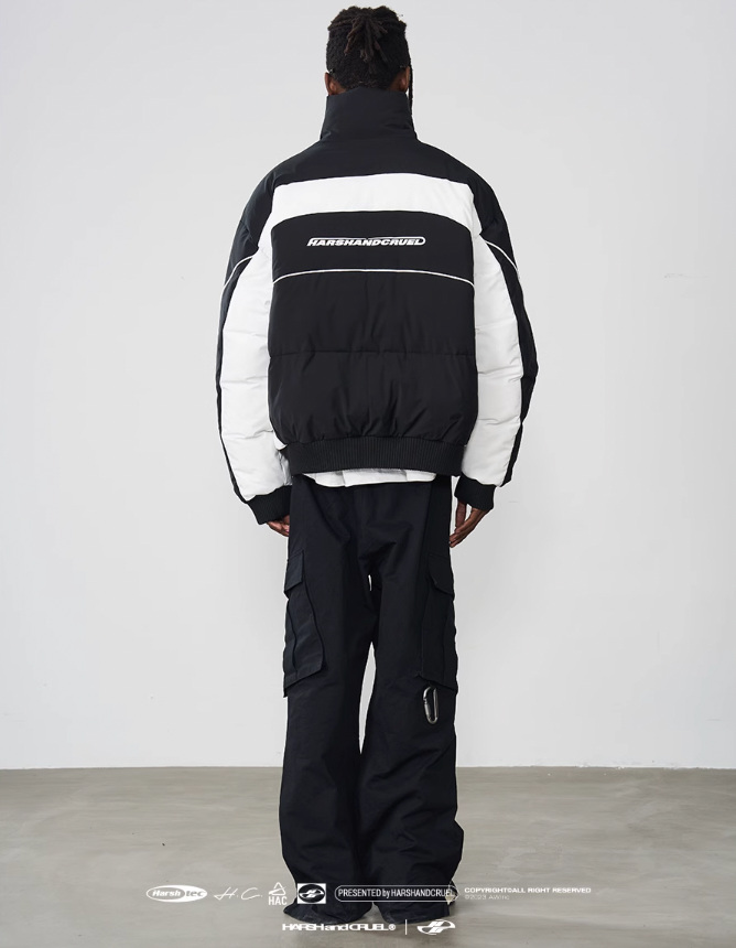 Harsh and Cruel Color Stitching Stand Up Collar Down Jacket