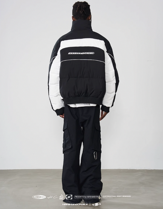 Harsh and Cruel Color Stitching Stand Up Collar Down Jacket