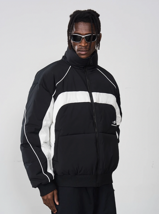 Harsh and Cruel Color Stitching Stand Up Collar Down Jacket