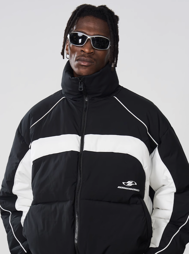 Harsh and Cruel Color Stitching Stand Up Collar Down Jacket