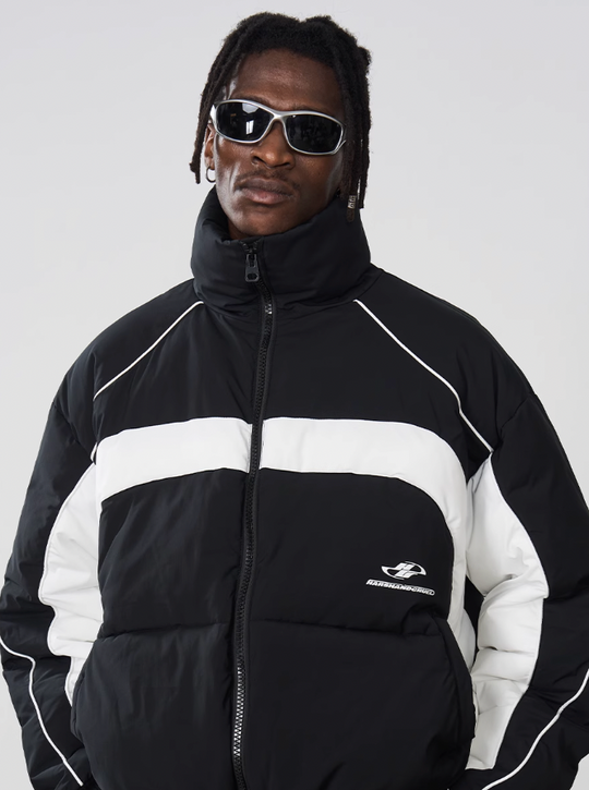 Harsh and Cruel Color Stitching Stand Up Collar Down Jacket