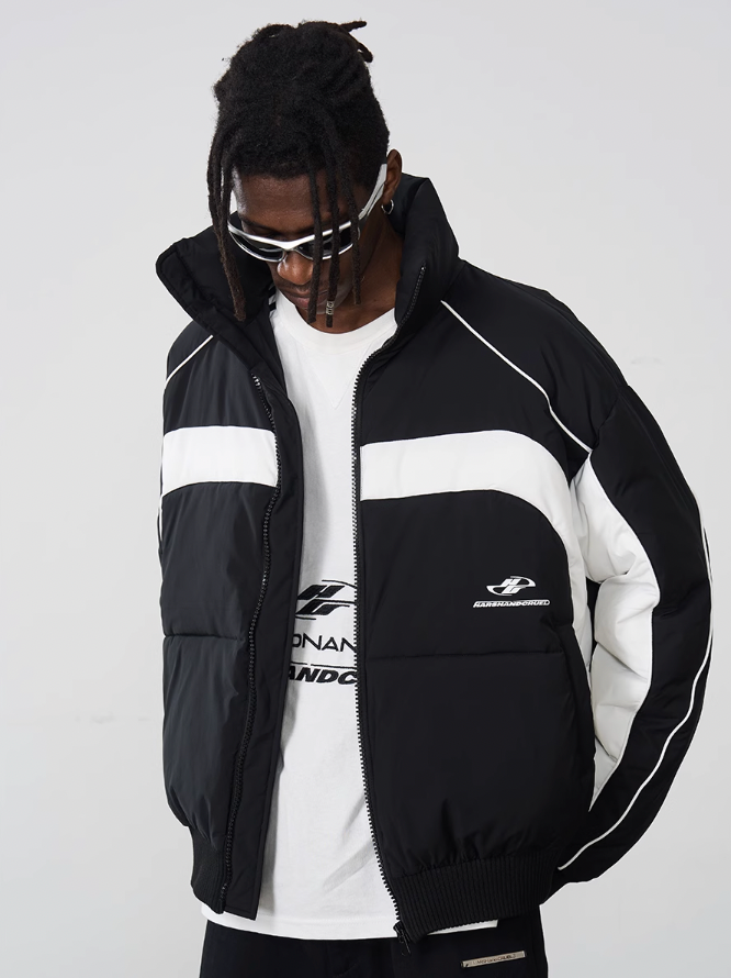 Harsh and Cruel Color Stitching Stand Up Collar Down Jacket