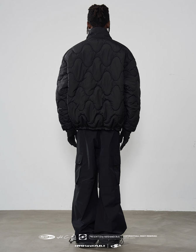 Harsh and Cruel Quilted Pattern Irregular Zipper Down Jacket