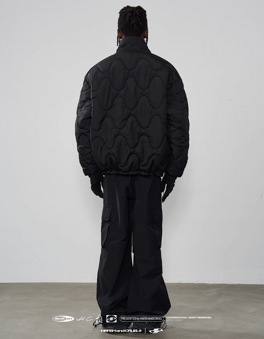 Harsh and Cruel Quilted Pattern Irregular Zipper Down Jacket