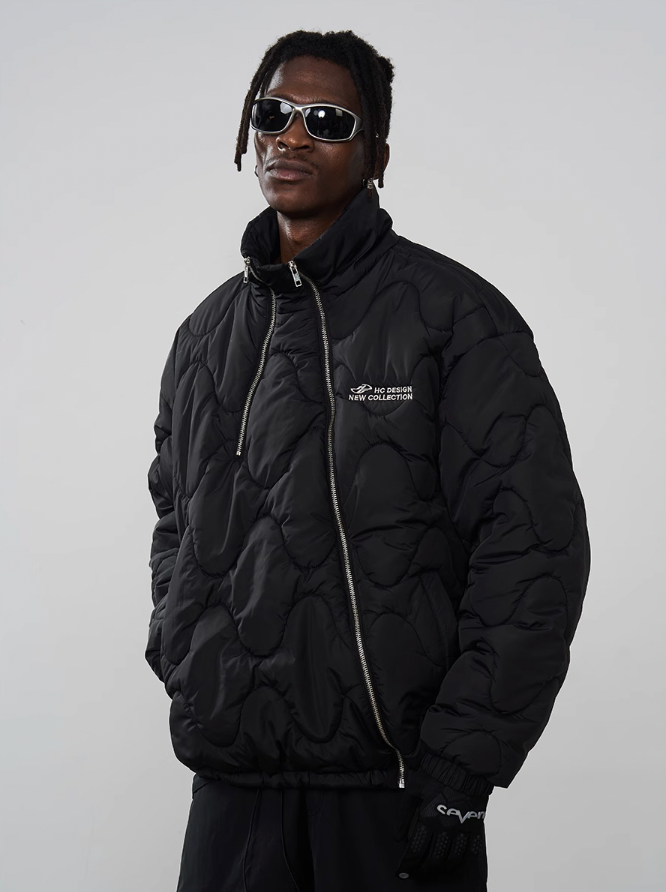 Harsh and Cruel Quilted Pattern Irregular Zipper Down Jacket