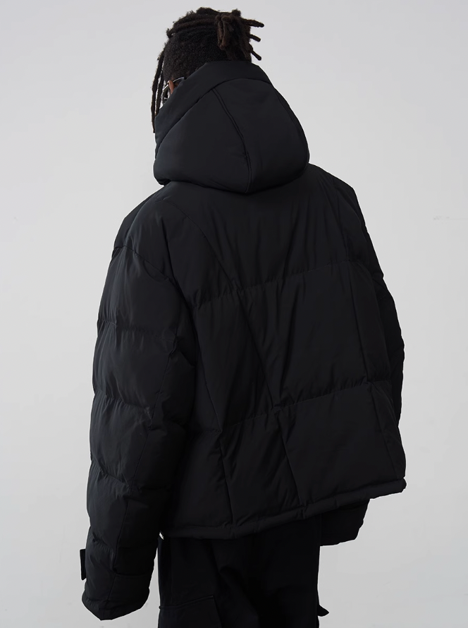 Harsh and Cruel Embroidered Logo Loose Sleeves Down Jacket