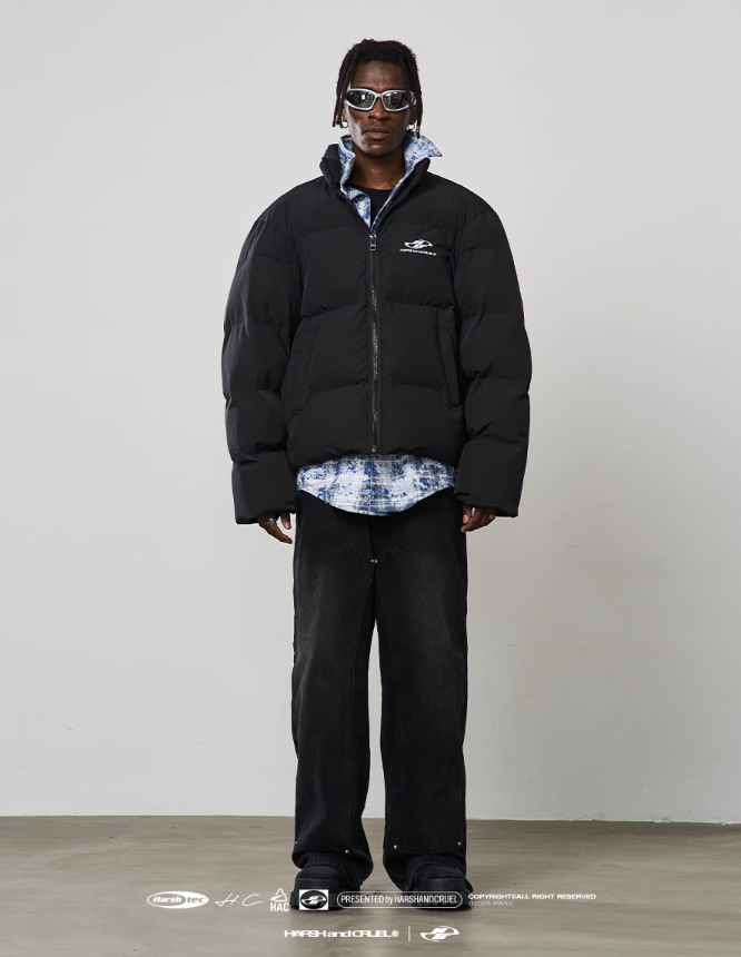 Harsh and Cruel Two Piece Plaid Shirt Down Jacket