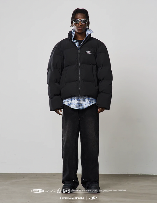 Harsh and Cruel Two Piece Plaid Shirt Down Jacket