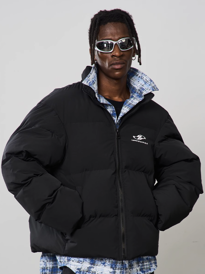 Harsh and Cruel Two Piece Plaid Shirt Down Jacket