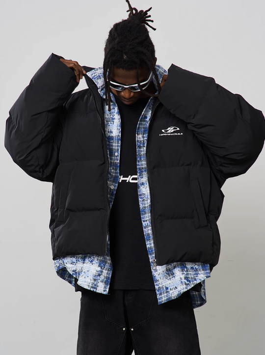 Harsh and Cruel Two Piece Plaid Shirt Down Jacket